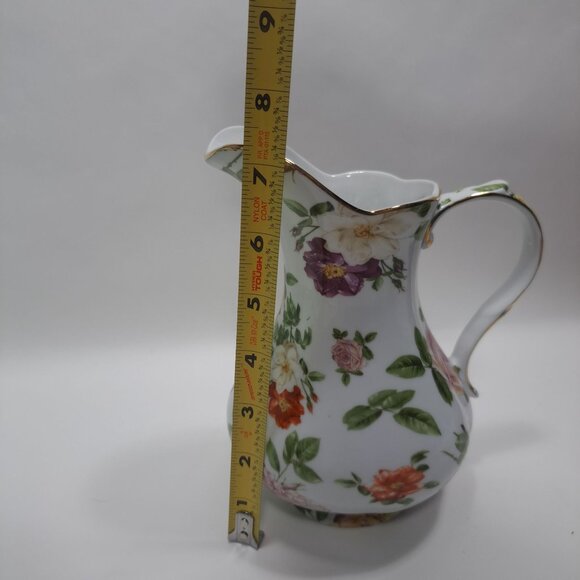 Royal Danube Flower Floral Pitcher Cabbage Roses Gold Trim Porcelain Vintage - Picture 9 of 16